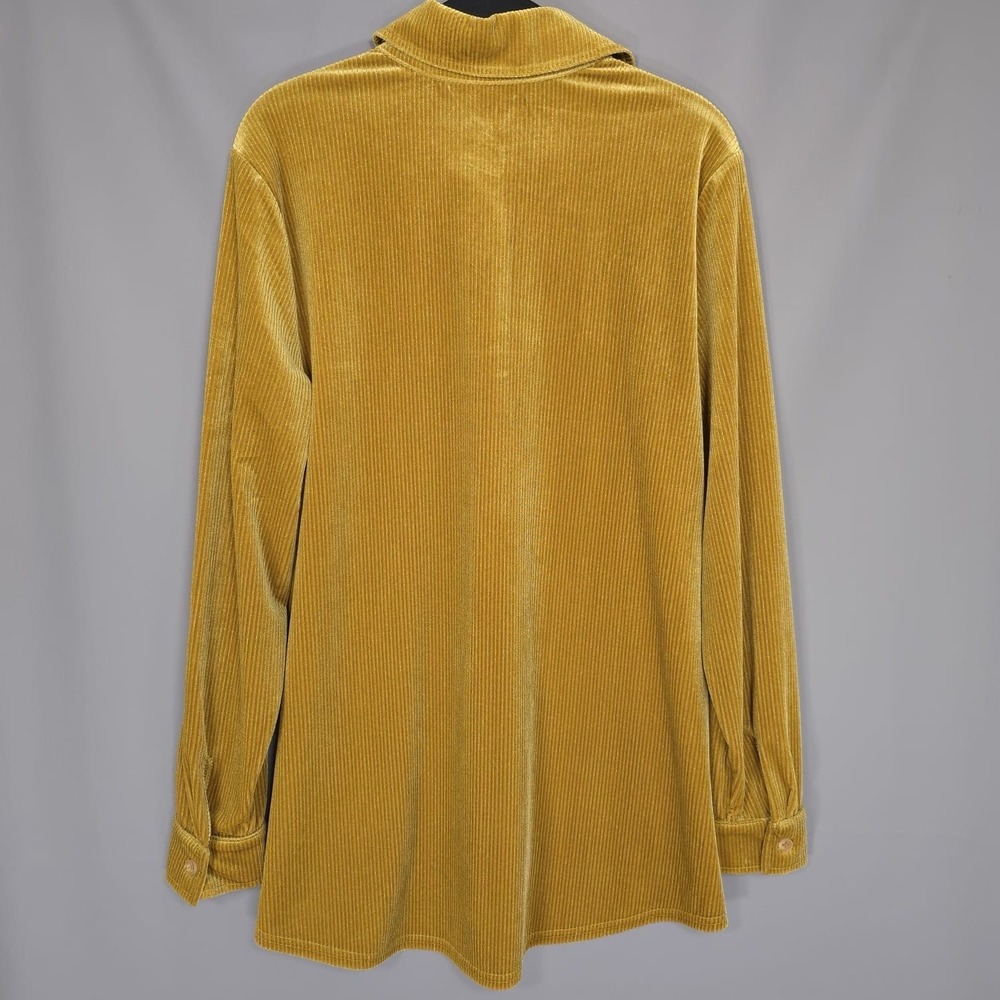 Soft Surroundings Shirt MEDIUM Velvet Boyfriend Corduroy Mustard Metallic‎ 2FP50 - Picture 7 of 9